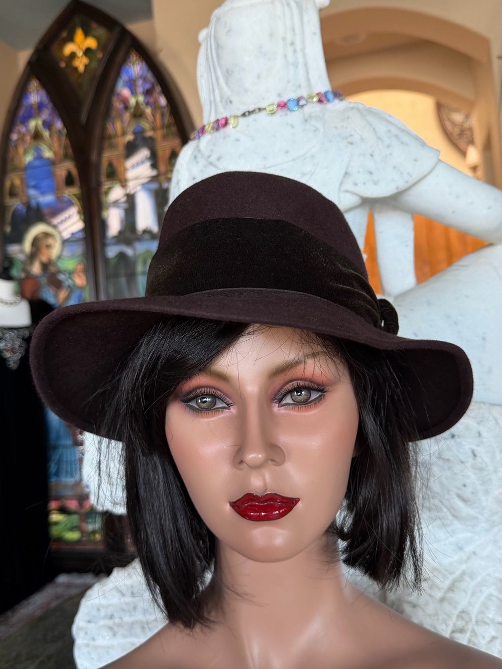 Patricia Underwood Dark Brown Felt Wide-Brim Fedora Hat